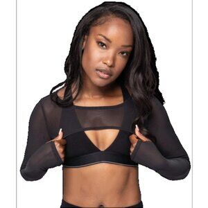 Long Sleeve Cut Out Bolero Shrug Crop Top With Thumbholes L